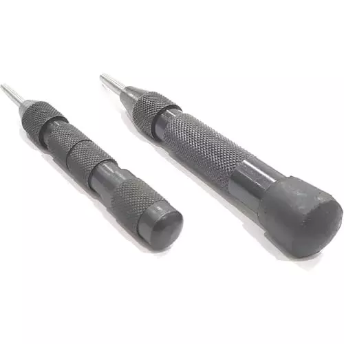 A.D INTERNATIONAL Heavy and Medium Duty Automatic Center Pin Punch Spring Loaded 6 and 5 inch Length with Adjustable Force, L5-PKZT-YNWK (Set of 2)