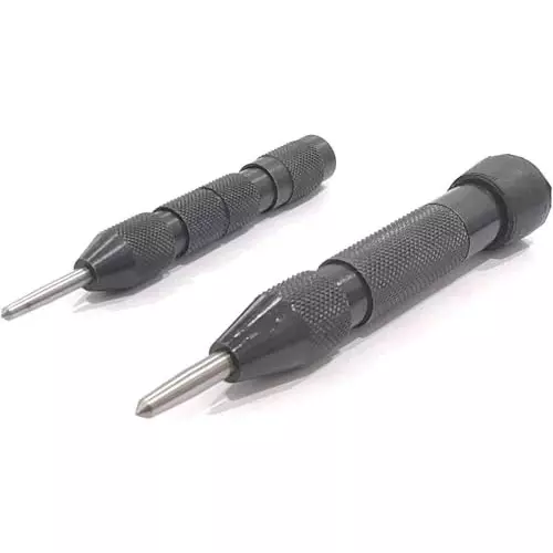A.D INTERNATIONAL Heavy and Medium Duty Automatic Center Pin Punch Spring Loaded 6 and 5 inch Length with Adjustable Force, L5-PKZT-YNWK (Set of 2)
