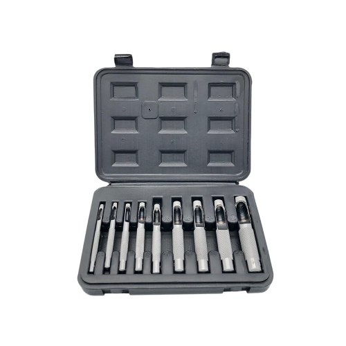 A.D INTERNATIONAL Leather Hole Punch Set with Tool Steel Body for DIY Leather Crafting Round Hollow Cutting, 100-CS-154 (Set of 9)