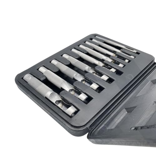 A.D INTERNATIONAL Leather Hole Punch Set with Tool Steel Body for DIY Leather Crafting Round Hollow Cutting, 100-CS-154 (Set of 9)