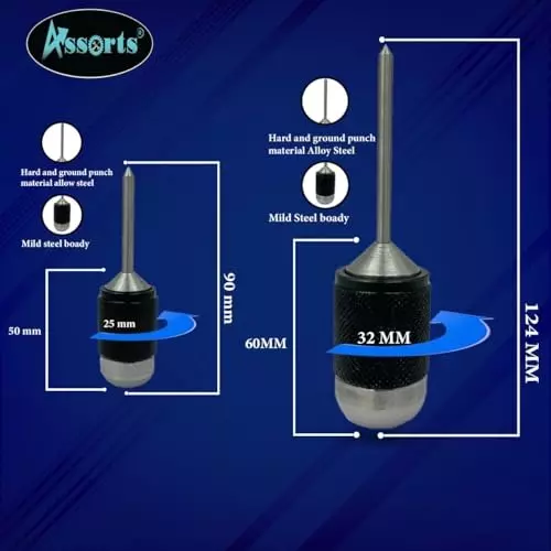 Assorts Center Aligner Pin Hardened Steel with High Quality Steel Punch 6.35 to 25.40 mm