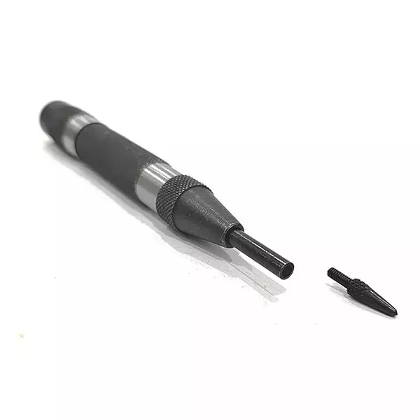 Buyohlic International Automatic Center Punch with Replaceable Hardened Steel Tip with Rust Resistant Black Oxide Finish and Knurled Finger Grip, K0-8EUM-CD9J (Set of 2)