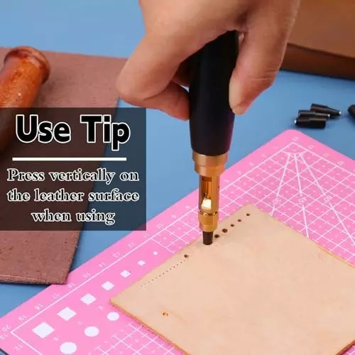 Mnuizu Adjustable Japanese Screw Punch with 6 Tip Size for Sewing, Leather Craft, Paper Craft, Bookbinding, 1H-AMLK-CGBW