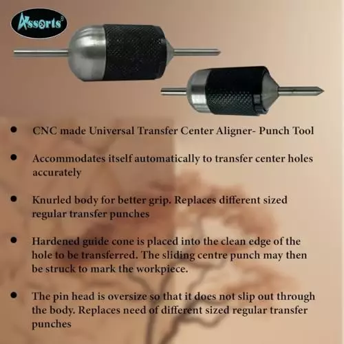 Assorts Center Aligner Pin Hardened Steel with High Quality Steel Punch 6.35 to 15.875 mm & 9.525 to 25.40 mm (Pack of 4)