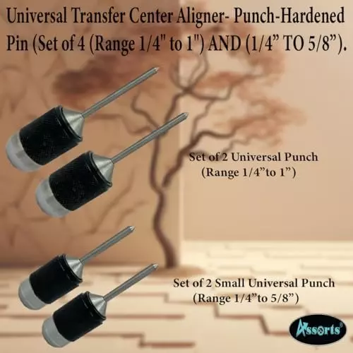 Assorts Center Aligner Pin Hardened Steel with High Quality Steel Punch 6.35 to 15.875 mm & 9.525 to 25.40 mm (Pack of 4)