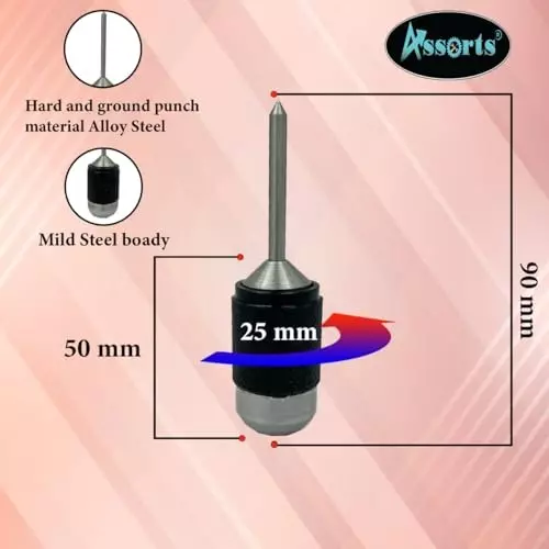 Assorts Center Aligner Pin Hardened Steel with High Quality Steel Punch 6.35 to 15.875 mm (Pack of 5)