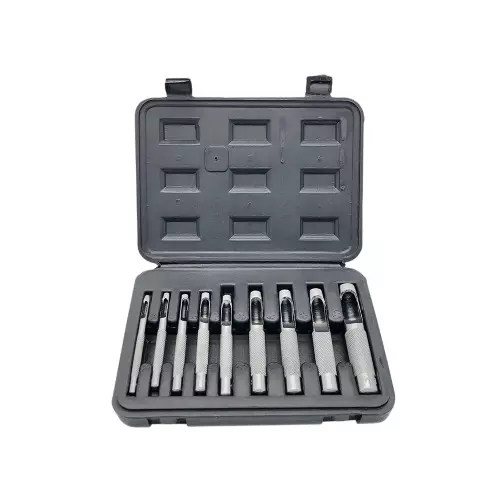 Buyohlic International Leather Hole Punch Set with Tool Steel Body for DIY Leather Crafting Round Hollow Cutting, 100-CS-154 (Set of 9)