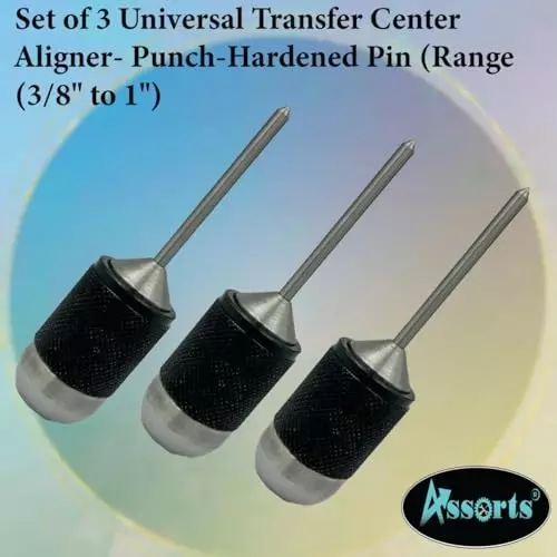 Assorts Center Aligner Pin Hardened Steel with High Quality Steel Punch 9.525 to 25.40 mm (Pack of 3)