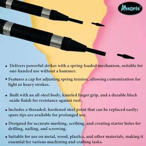 Assorts Medium & Heavy Duty Automatic Center Punch 111.12x15.87 & 79.37x12.7 mm (Pack of 2)