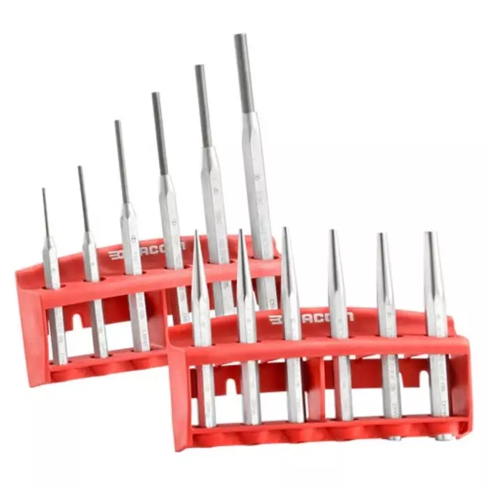 Facom 12-Piece Punch Set, 2 mm, 3 mm, 4 mm, 5 mm, 6 mm, 8 mm Shank, 247.249JS12