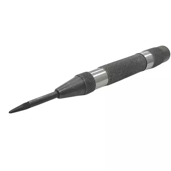 Buyohlic International Automatic Center Punch Medium Duty with Replaceable Hardened Steel Tip with Rust Resistant Black Oxide Finish and Knurled Finger Grip, JI-3519-DCCK