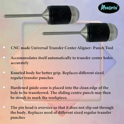 Assorts Center Aligner Pin Hardened Steel with High Quality Steel Punch 9.525 to 25.40 mm (Pack of 2)