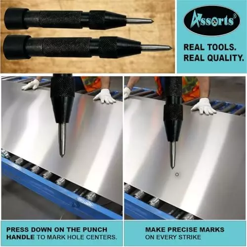 Assorts Heavy Duty Automatic Centre Punch Alloy Steel 145 & 150 mm Length (Pack of 2)