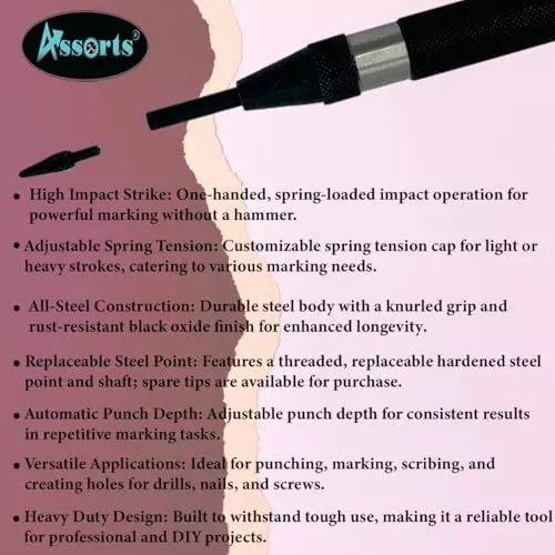 Assorts Heavy Automatic Center Punch Carbide with Replaceable tip