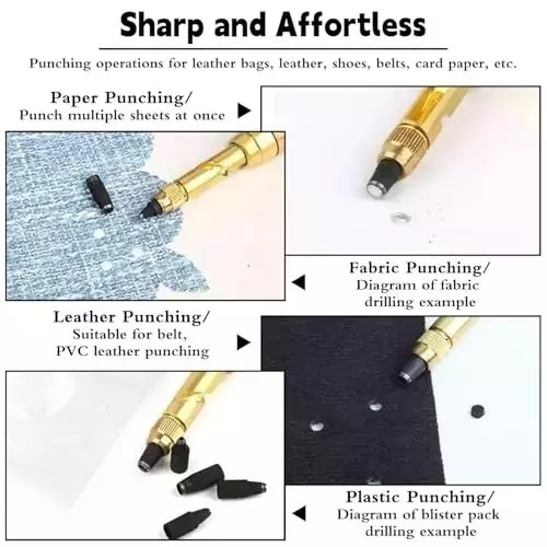 Buyohlic International Adjustable Japanese Screw Punch with 6 Tip Sizes for Leather Craft, Paper, Cutting Rubber, Plastic, BF-1R60-3APO