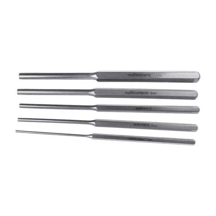 MULTICOMP PRO Pin Punch Set 3 mm, 5 6 8 9.5 Punches Kit Contents, MP013701