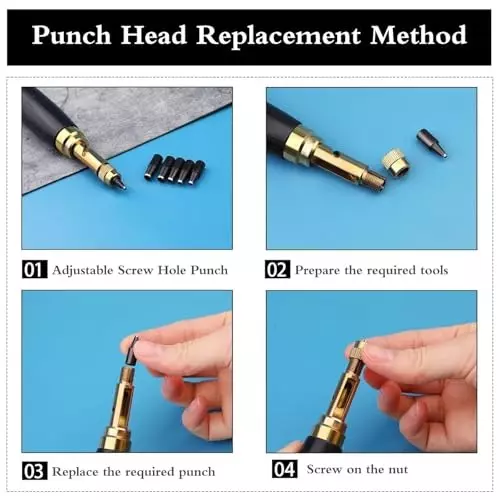 A.D INTERNATIONAL Adjustable Japanese Screw Punch with 6 Tip Sizes for Leather Craft, Paper, Cutting Rubber, Plastic, BF-1R60-3APO