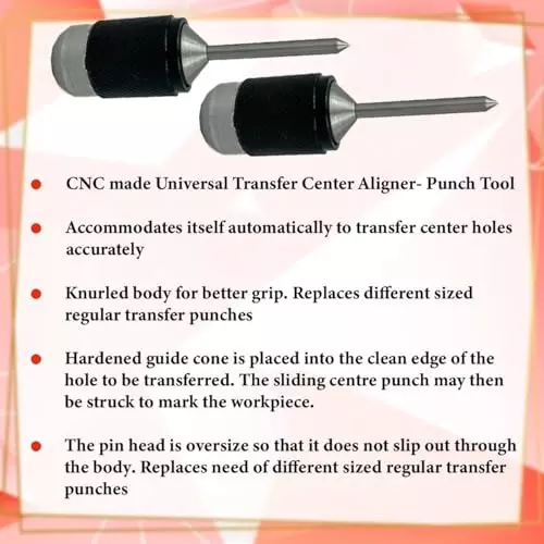 Assorts Center Aligner Pin Hardened Steel with High Quality Steel Punch 6.35 to 15.875 mm (Pack of 2)