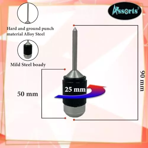 Assorts Center Aligner Pin Hardened Steel with High Quality Steel Punch 6.35 to 15.875 mm (Pack of 2)