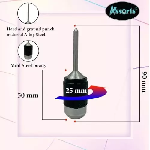Assorts Center Aligner Pin Hardened Steel with High Quality Steel Punch 6.35 to 15.875 mm (Pack of 3)