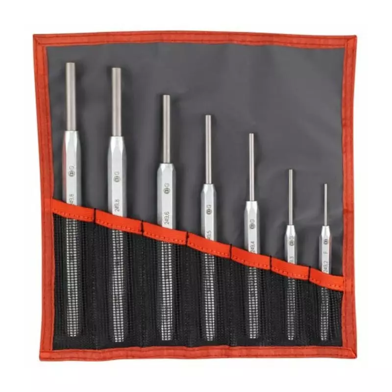 Facom 9-Piece Punch, 1.5 mm, 2.5 mm, 2 mm, 3.5 mm, 3 mm, 4 mm, 5 mm, 6 mm Shank, 251A.JS9