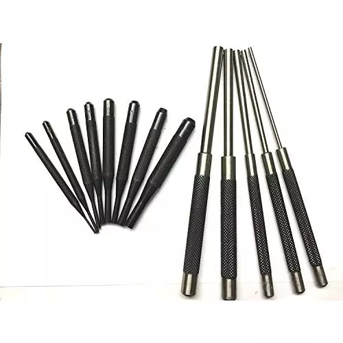 Assorts Short Drive Pin Punch Set ?Cast Iron, & Steel 1/8, 3/16, 1/4, 5/16 & 3/8 Inch Size (Pack of 13)