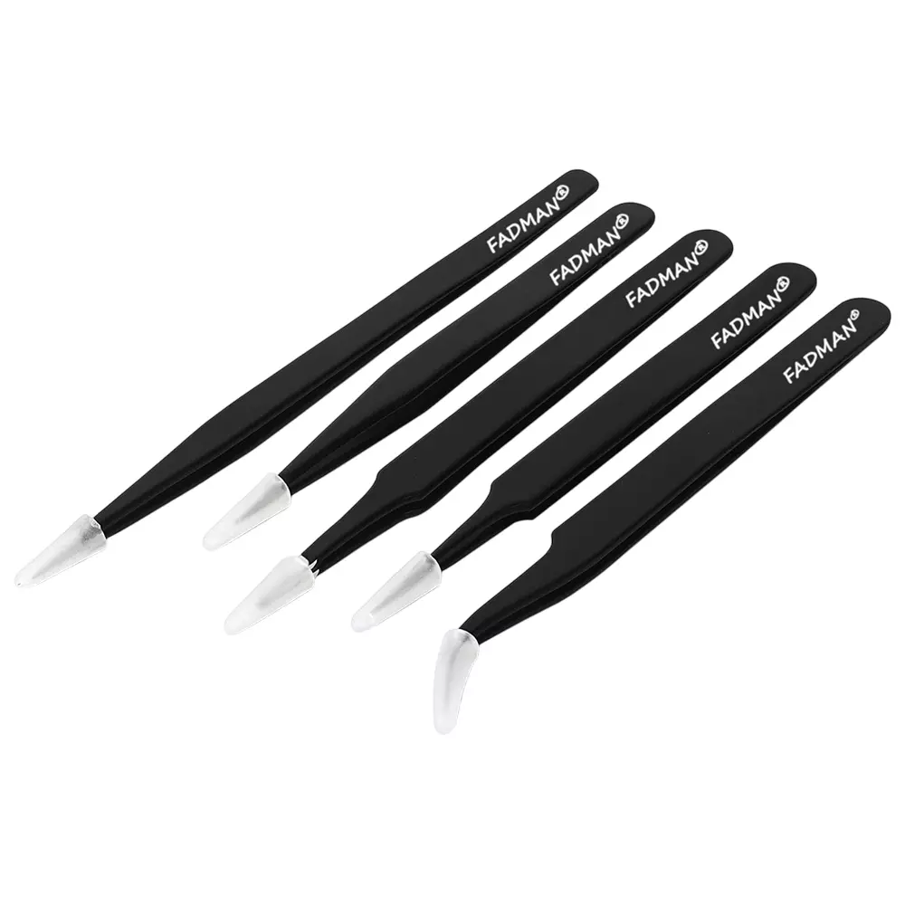 FADMAN Blakc Coated Tweezer, (Pack of 5)