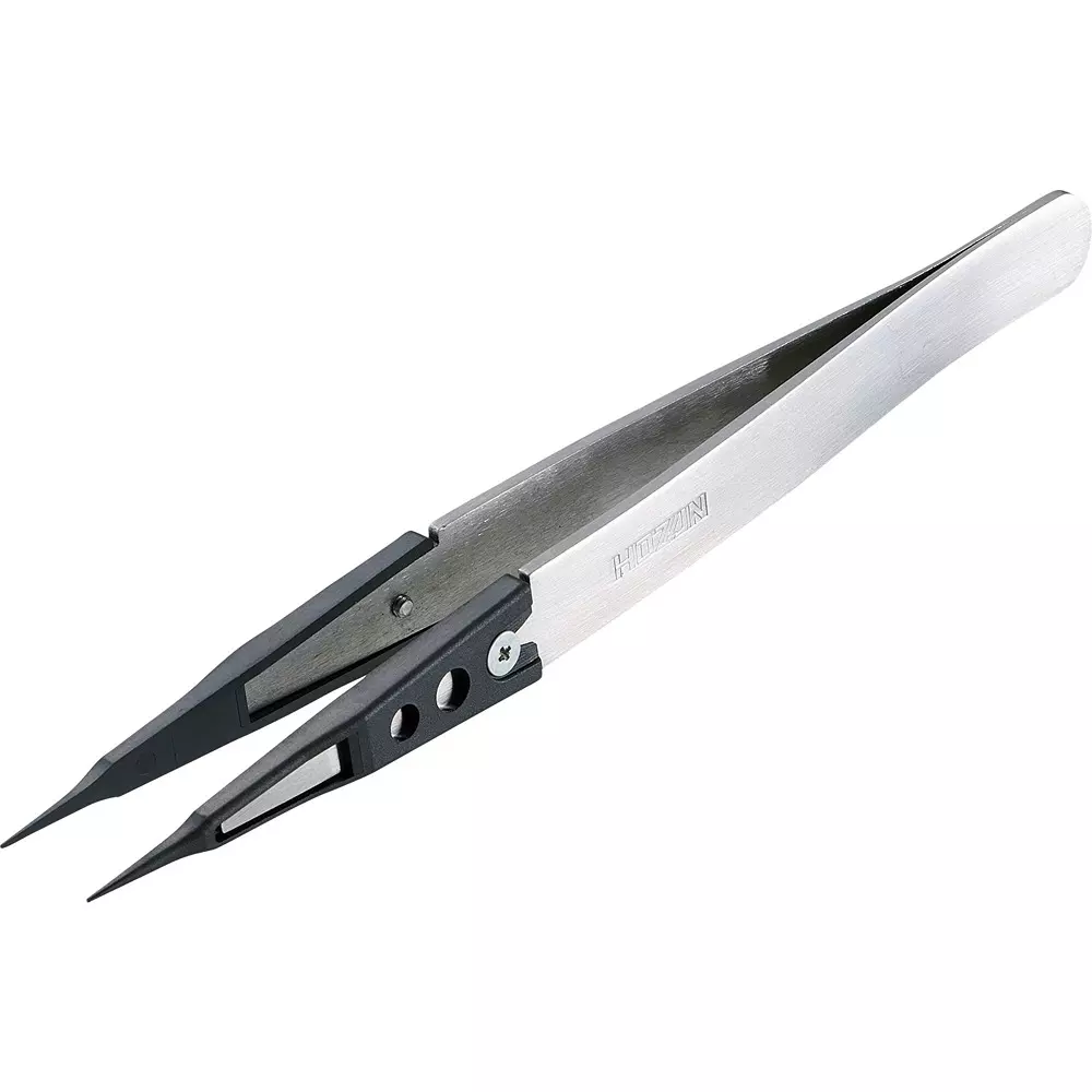 HOZAN ESD Chip Tweezer 0.4 mm Tip Width, P-641-S