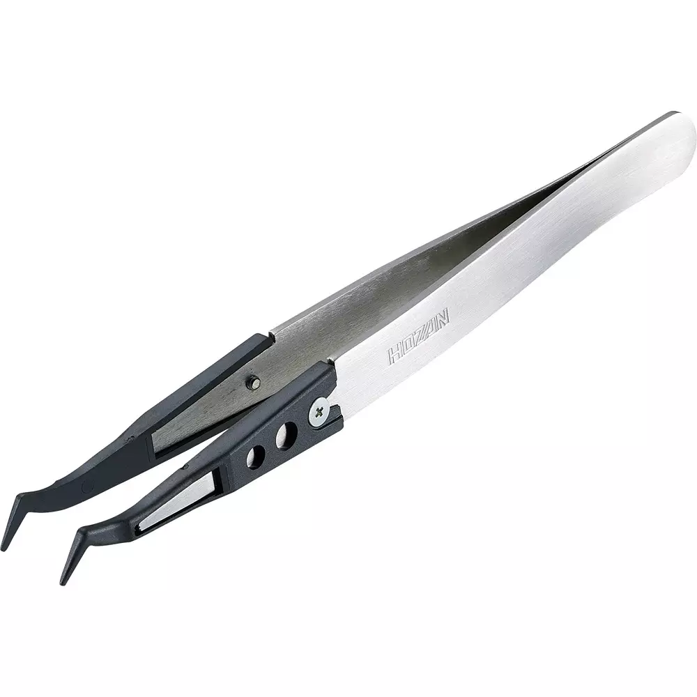 HOZAN ESD Chip Tweezer 1.0 mm (R Type) Tip Width, P-642-S