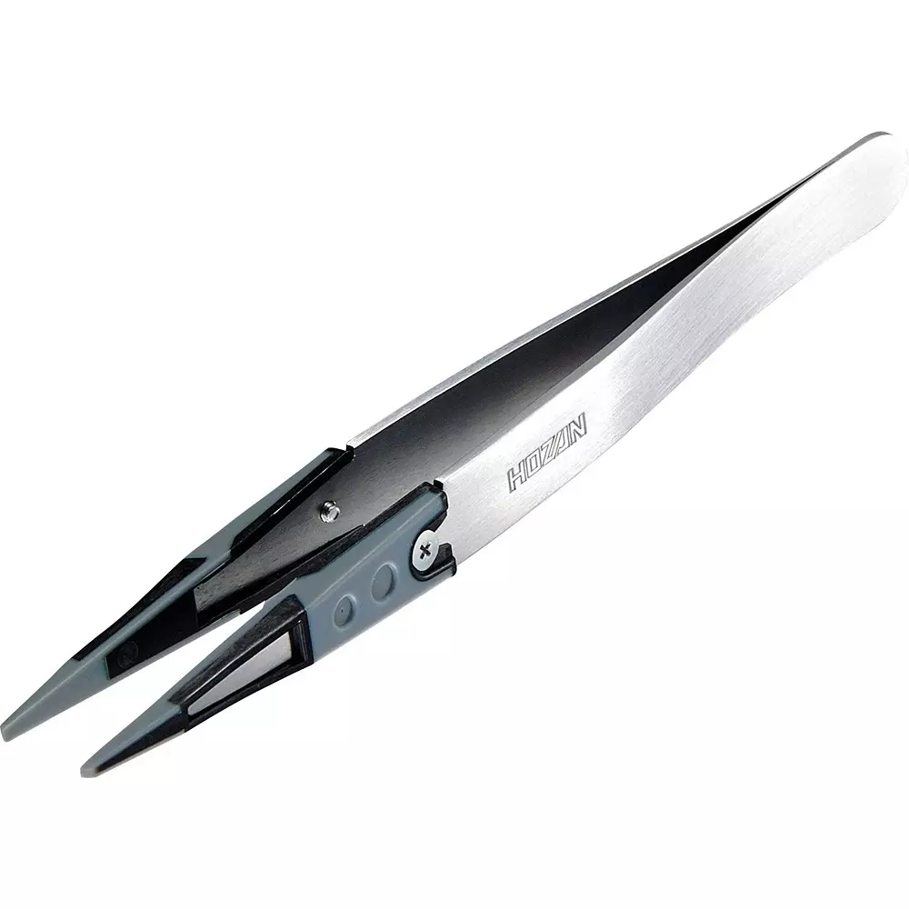 HOZAN ESD Soft Tip Tweezer 1.5 mm Tip Width, P-640-J