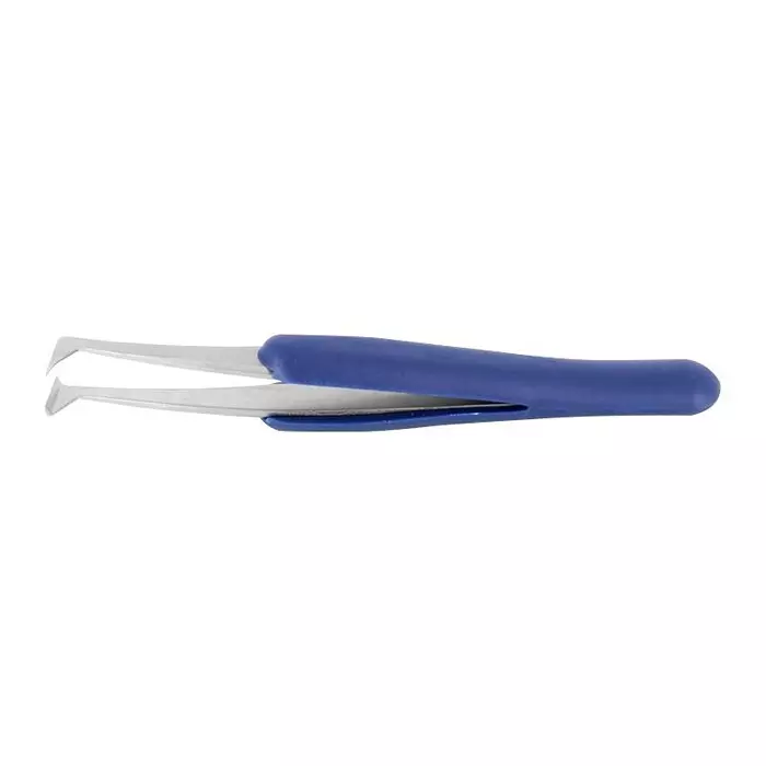 IDEAL-TEK ESD TWEEZER, BENT/FLAT, 115MM, 14A.C.DR.1
