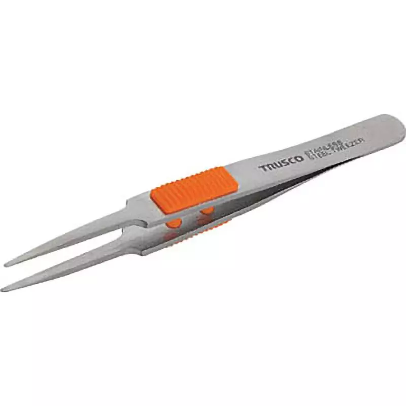TRUSCO Stainless Steel Tweezer 120 mm Overall Length Rounded tip Tip, TSP-211