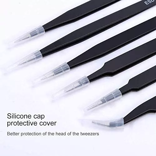 SCHOFIC Precision Tweezers Set Stainless Steel Black (Set of 6 Pcs)