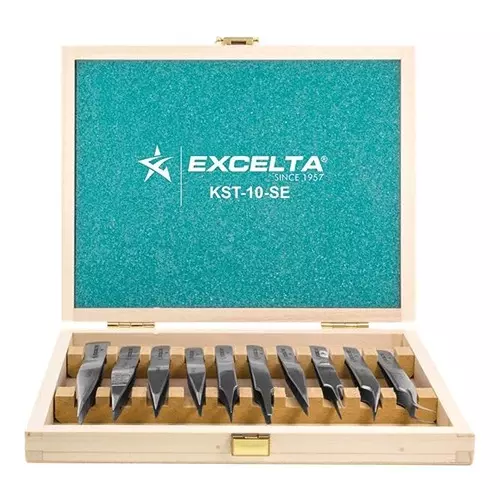 EXCELTA Tweezer Set, 10Pc, Anti-Magnetic, Ss, KST-10-SE