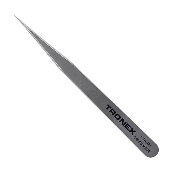 TRONEX Tweezer, High Precision, Style 1, 4.724", 1-Ta-Ch