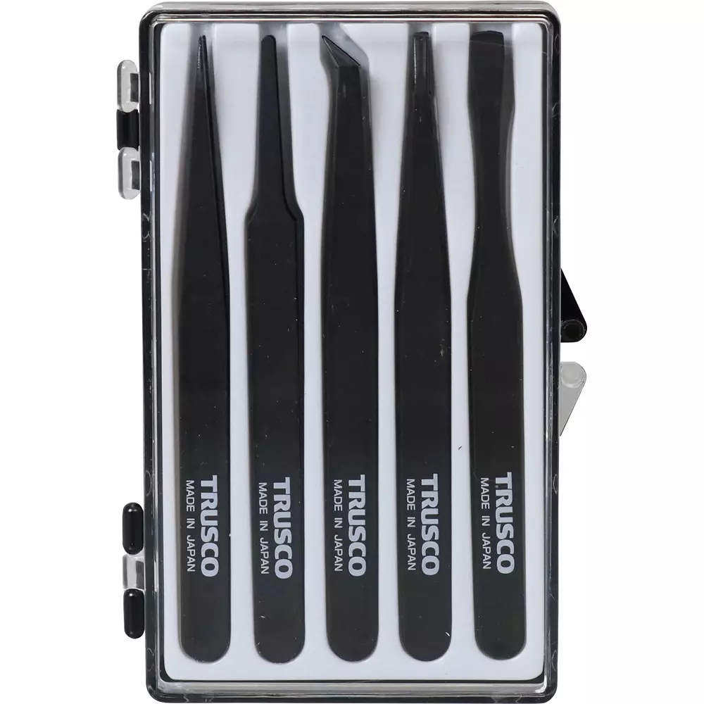 TRUSCO Plastic Tweezers 5-Piece Set 120 mm Overall Length, TPP-25-SET (Pack of 5 Pcs)