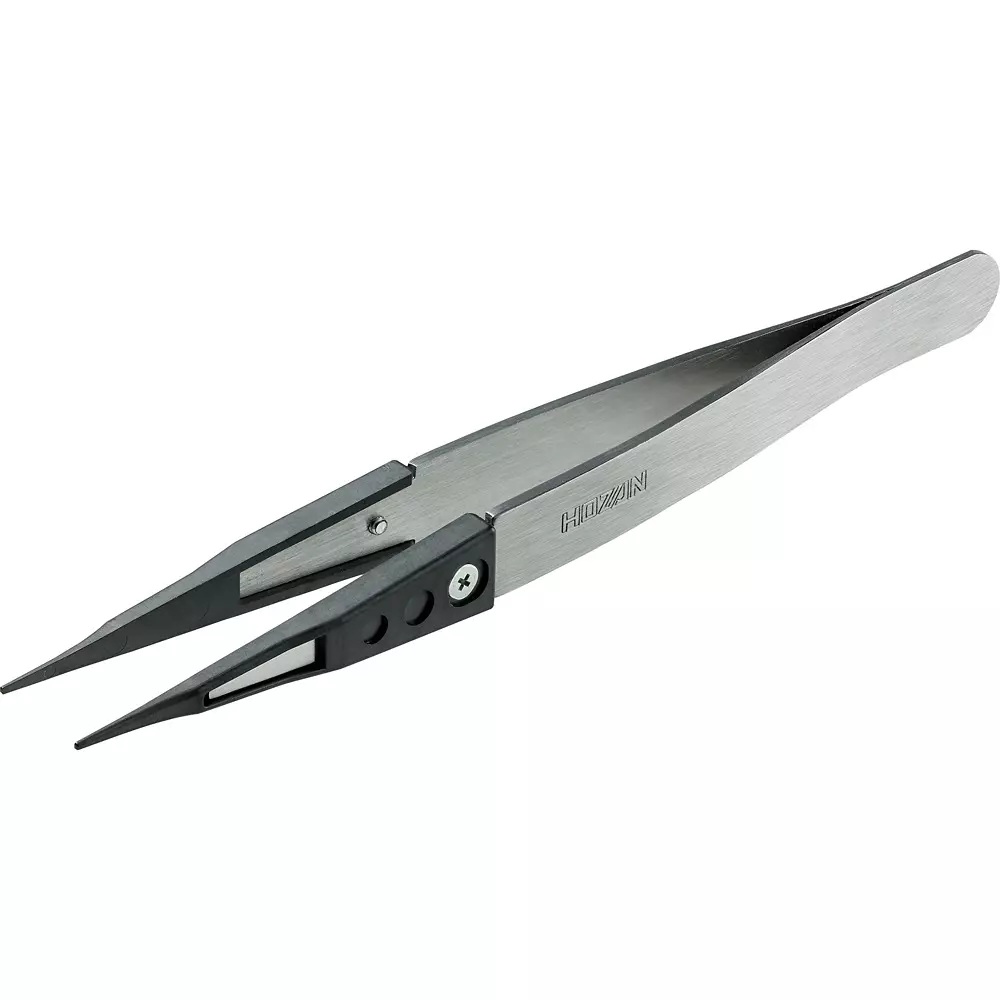 HOZAN ESD Ceramic Tweezer 0.8 mm Tip Size, P-646-D