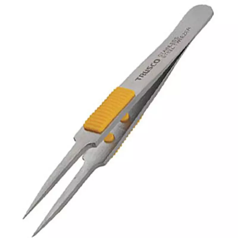 TRUSCO Stainless Steel Tweezer 115 mm Overall Length Ultra-fine type Tip, TSP-214