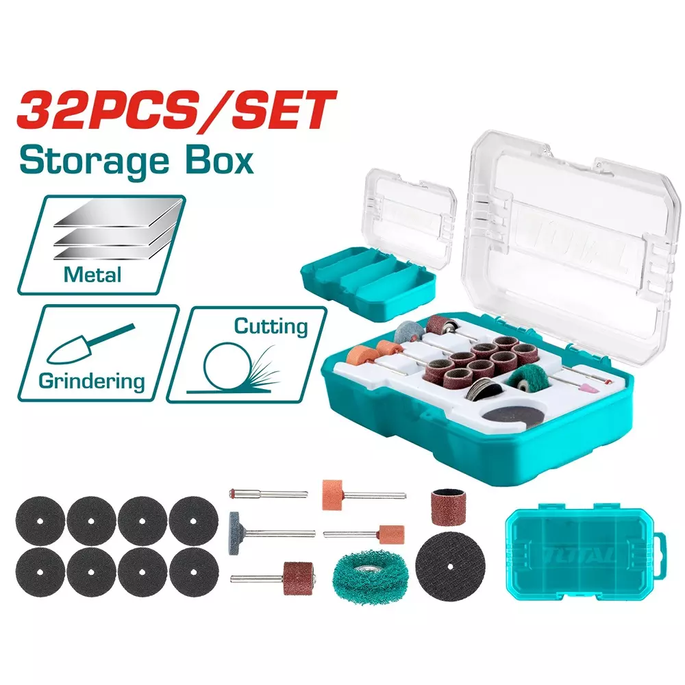 Total Sanding And Grinding Set For Mini Drill 3 mm (1/8 inch) Shank Type, TAKMG5031 (Set of 32 Pcs)