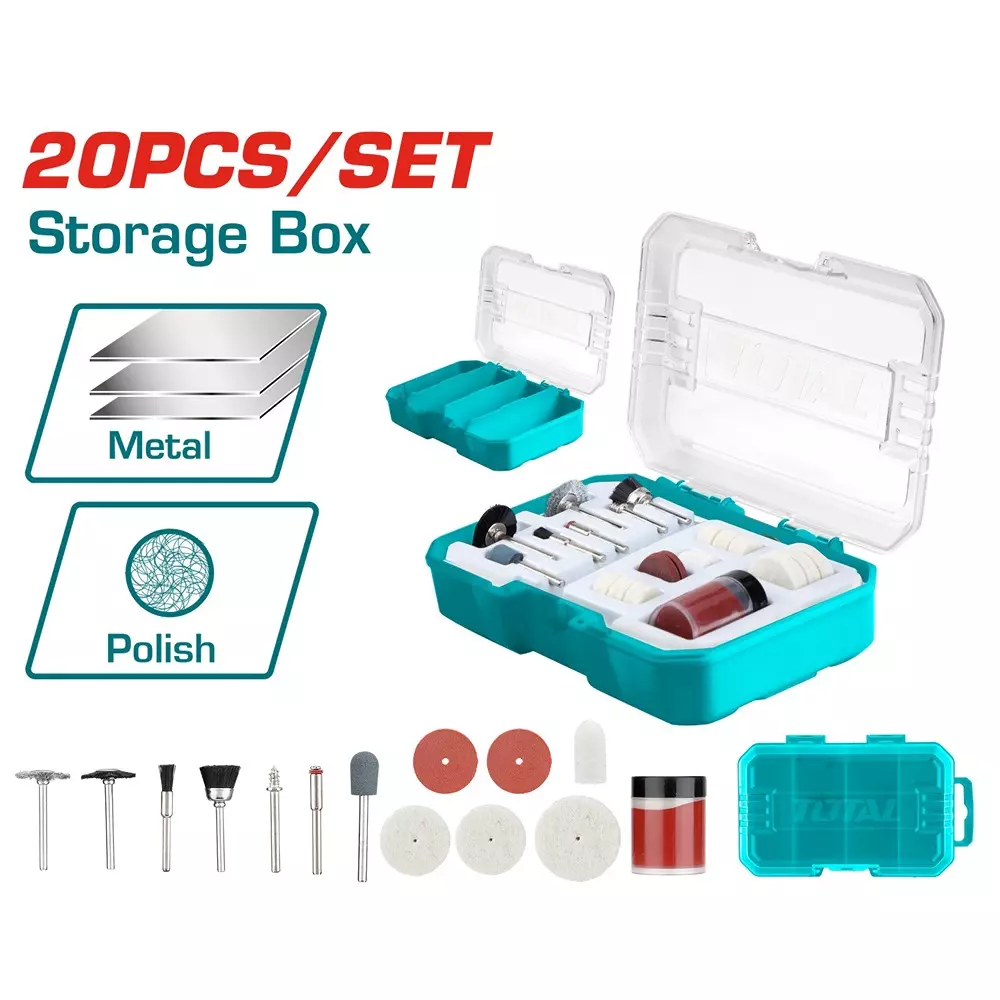 Total Cleaning And Polishing Set For Mini Drill 3 mm (1/8 inch) Shank Type, TAKMG6020 (Set of 20 Pcs)