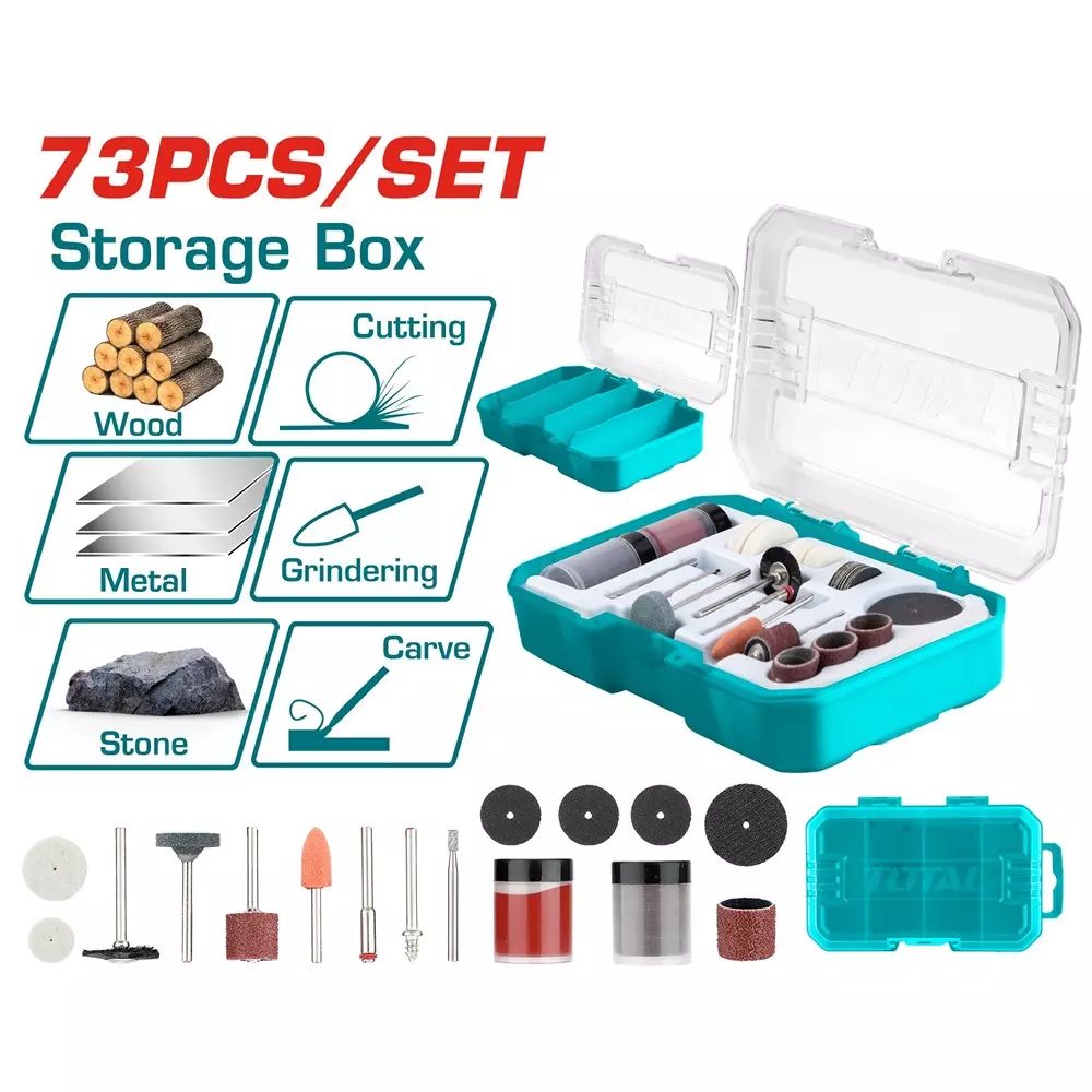 Total General Use Set For Mini Drill 3 mm (1/8 inch) Shank Type, TAKMG7072 (Set of 73 Pcs)