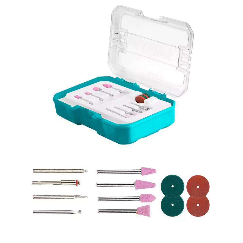 Total Glass And Stone Working Set For Mini Drill 3 mm (1/8 inch) Shank Type, TAKMG2012 (Set of 12 Pcs)