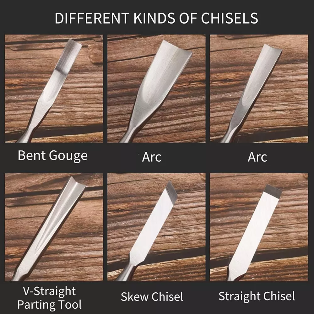 Jawsons Professional Wood Carving Chisel Set CRV Steel with Wooden Handles & Storage Box (Set of 12 Pcs)