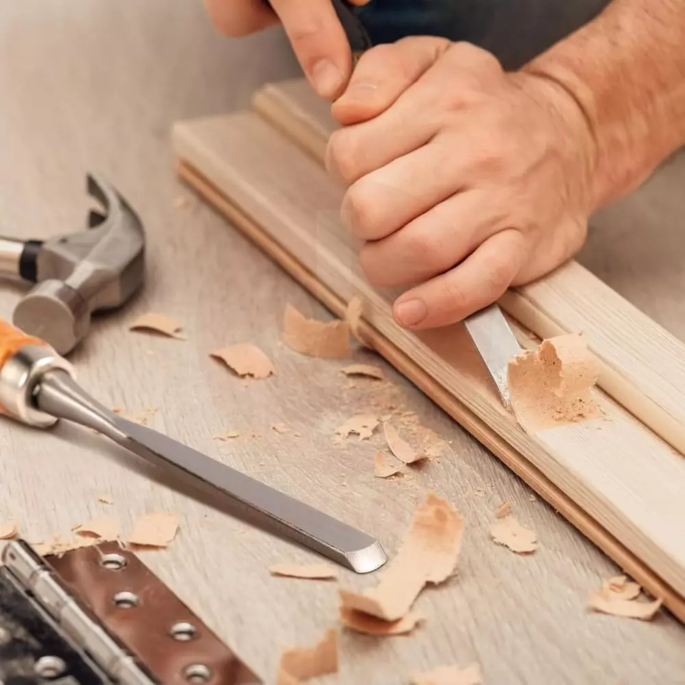 Jawsons Professional Wood Carving Chisel Set Hardened Steel with Polished Wood Handle & Roll-Up Storage Case (Set of 12 Pcs)