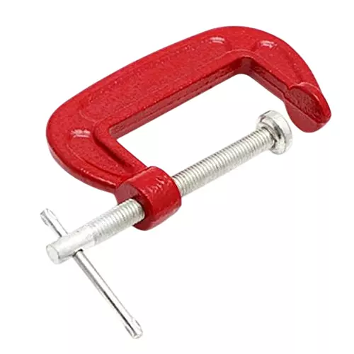 Generic C-Clamp 1/2/3 inch Iron Red Heavy Duty Metal Carpenter Handyman Vise Grip (Pack of 3 Pcs)