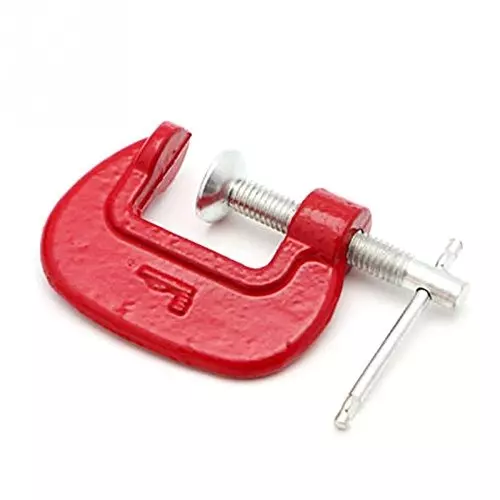 Generic C-Clamp 1/2/3 inch Iron Red Heavy Duty Metal Carpenter Handyman Vise Grip (Pack of 3 Pcs)
