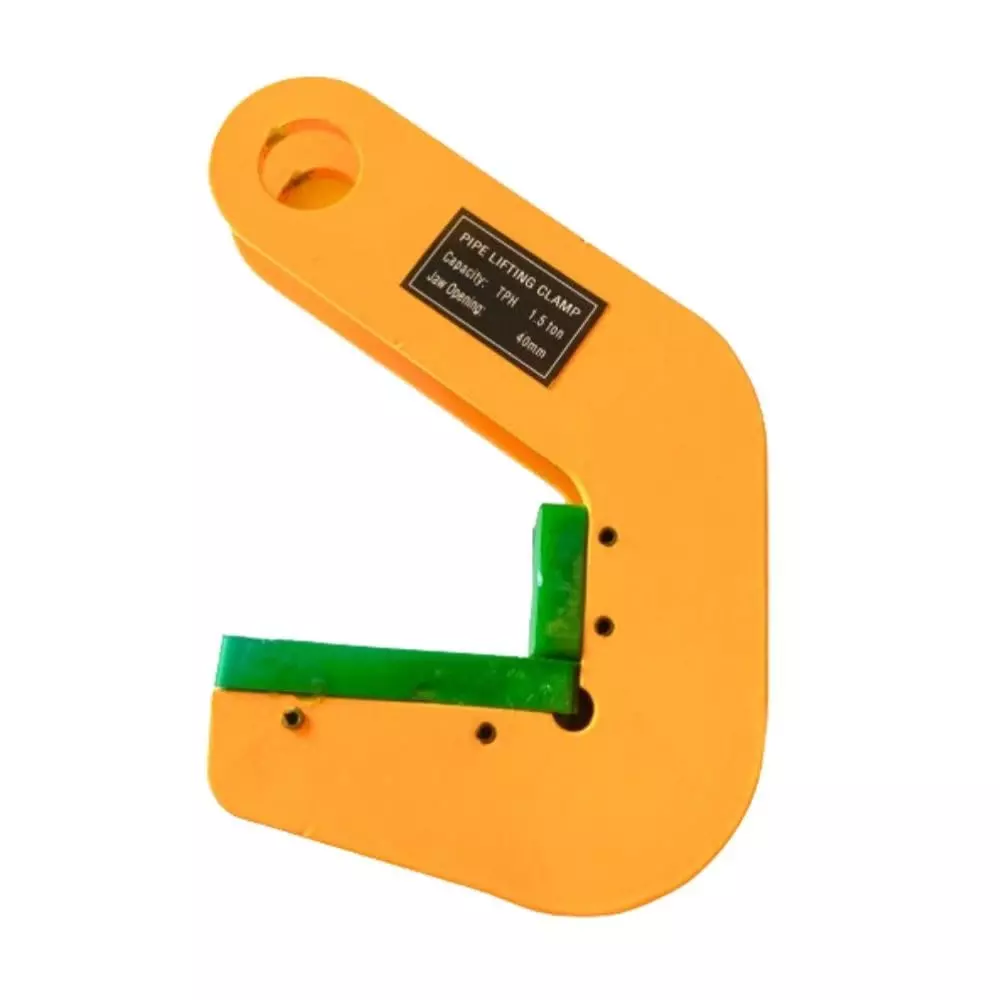 Conclood India 1.5 Ton Heavy Duty Pipe Lifting Clamp Metal Body Yellow Color for Material Handling & Rigging Operations, CI/PIPECLAMP