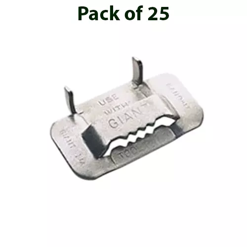 BAND-IT Giant Series Ear-Lokt Style Buckle 201 Stainless Steel 1/4 Hard 6 mm (1/4 inch) Width, G44299 (Pack of 25 )