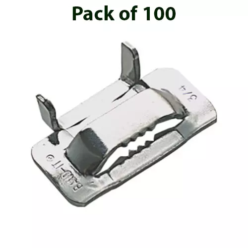 BAND-IT Ear-Lokt Style Buckle 201 Stainless Steel for 10 mm (3/8 inch), C25399 (Pack of 100)