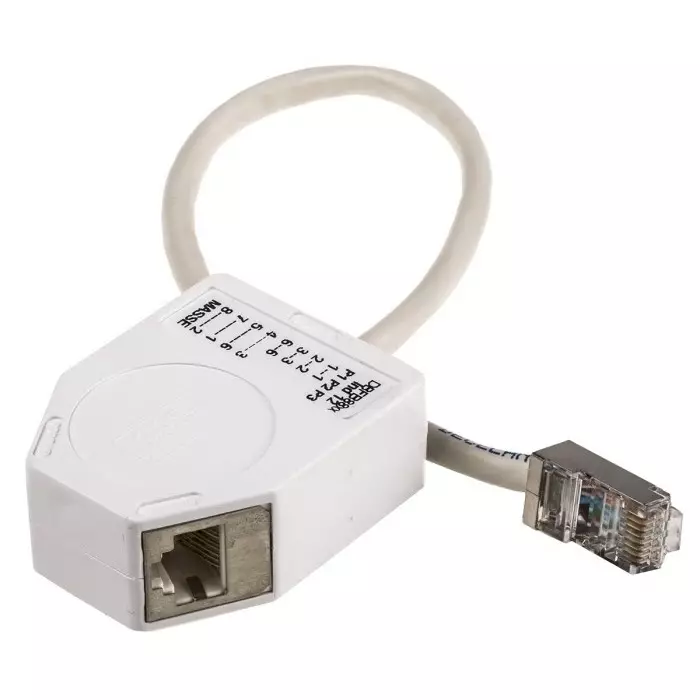 Decelect 2-Port RJ45 Female RJ45 Male Splitter Cat5e Shielded, DBFB8812